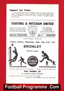 Tooting Mitcham United v Bromley 1967
