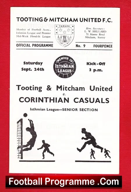 Tooting Mitcham United v Corinthian Casuals 1966