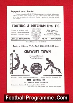 Tooting Mitcham United v Crawley Town 1968