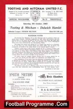 Tooting Mitcham United v Dulwich Hamlet 1965