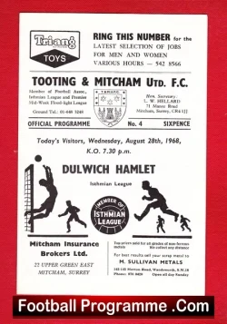 Tooting Mitcham United v Dulwich Hamlet 1968