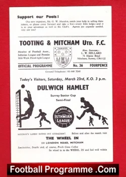 Tooting Mitcham United v Dulwich Hamlet 1968
