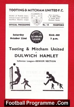 Tooting Mitcham United v Dulwich Hamlet 1966