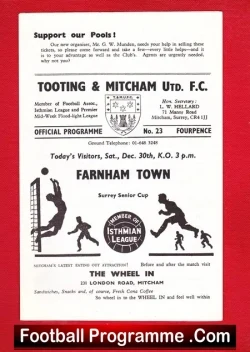 Tooting Mitcham United v Farnham Town 1967