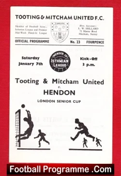 Tooting Mitcham United v Hendon 1967