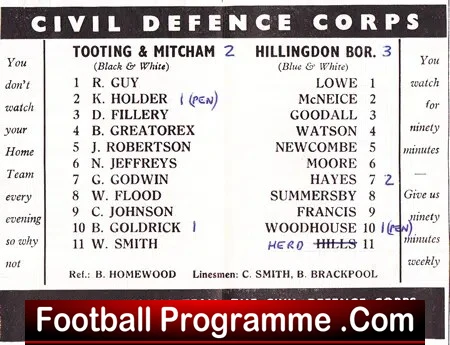 Tooting Mitcham United v Hillingdon Borough 1966