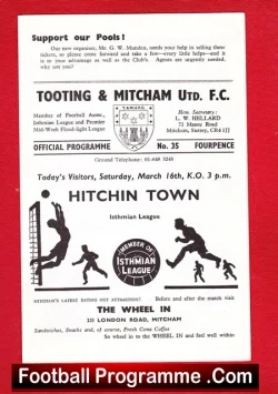 Tooting Mitcham United v Hitchin Town 1968