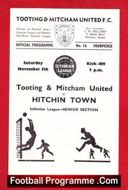 Tooting Mitcham United v Hitchin Town 1966
