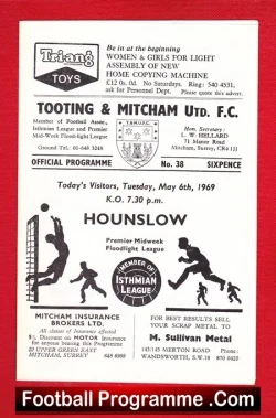 Tooting Mitcham United v Hounslow Town 1969