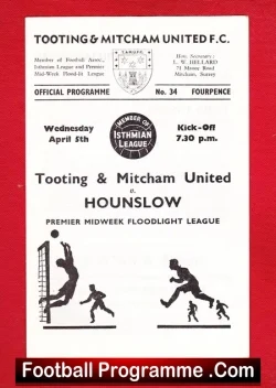 Tooting Mitcham United v Hounslow Town 1967