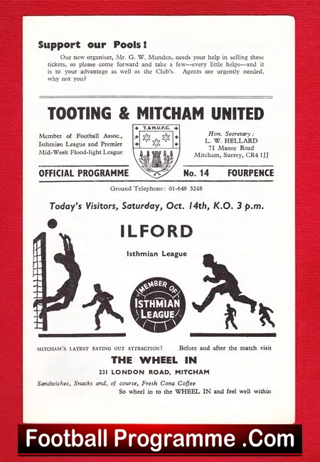 Tooting Mitcham United v Ilford 1967