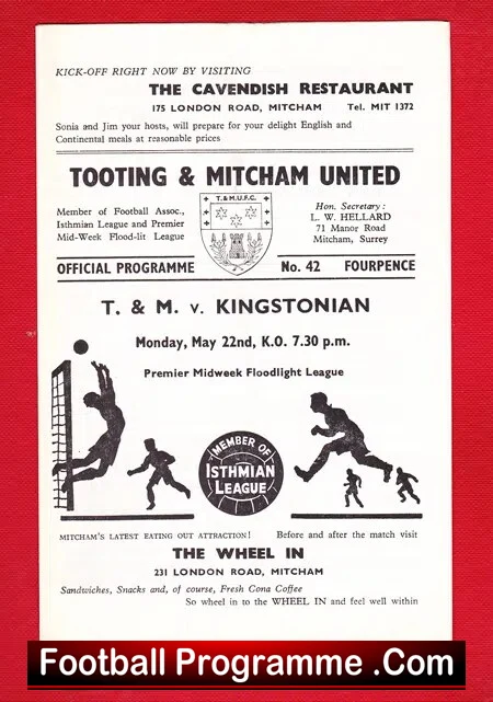 Tooting Mitcham United v Kingstonian 1967