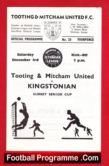 Tooting Mitcham United v Kingstonian 1966