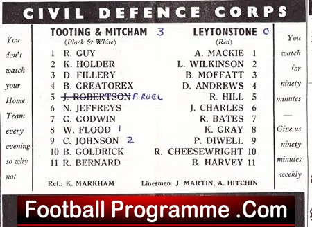 Tooting Mitcham United v Leytonstone 1966