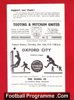 Tooting Mitcham United v Oxford City 1967