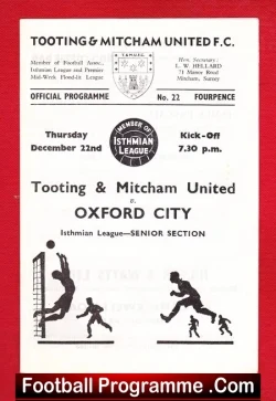 Tooting Mitcham United v Oxford City 1966