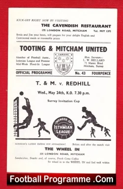 Tooting Mitcham United v Redhill 1967 – Surrey Invitation Cup