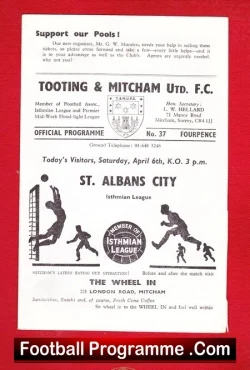 Tooting Mitcham United v St Albans City 1968