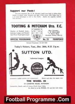 Tooting Mitcham United v Sutton United 1967