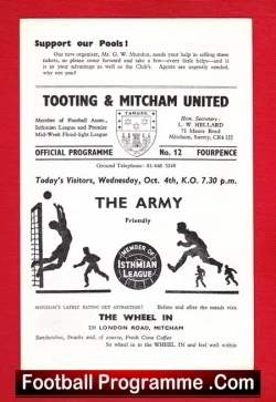 Tooting Mitcham United v The Army 1967