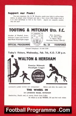 Tooting Mitcham United v Walton Hersham 1968