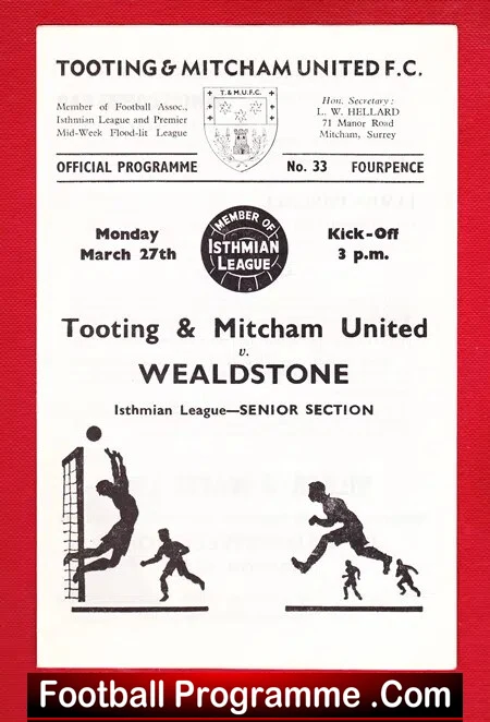 Tooting Mitcham United v Wealdstone 1967
