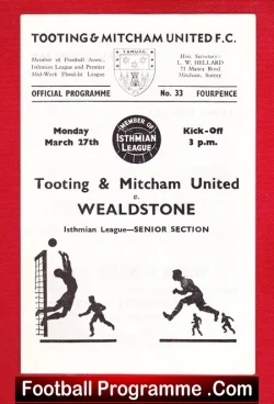 Tooting Mitcham United v Wealdstone 1967