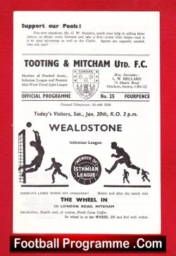 Tooting Mitcham United v Wealdstone 1968