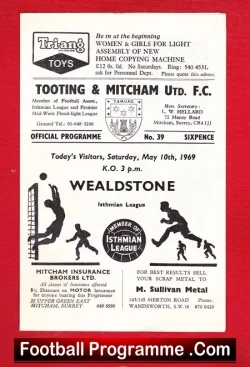 Tooting Mitcham United v Wealdstone 1969