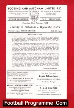 Tooting Mitcham United v Wycombe Wanderers 1965