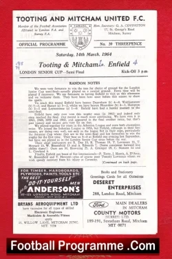 Tooting Mitcham v Enfield 1964