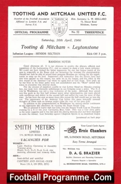 Tooting Mitcham v Leytonstone 1966