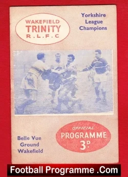 Wakefield Trinity Rugby v St Helens 1959 - rugby programme
