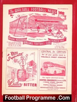 Walsall v Exeter City 1958 - football programme