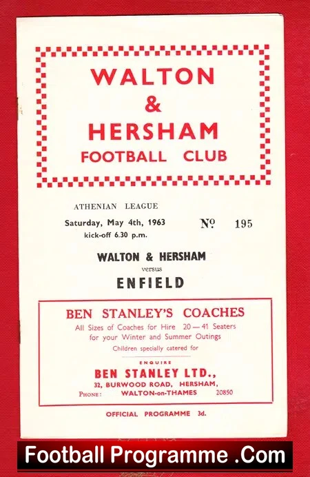 Walton Hersham v Enfield 1963 – Athenian League