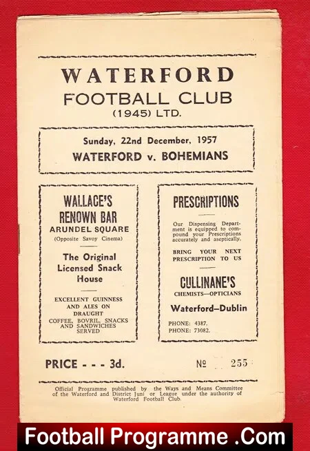 Waterford v Bohemian 1957 – Irish Ireland