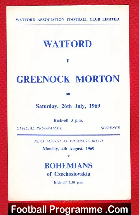 Watford v Morton 1969 - Friendly Match