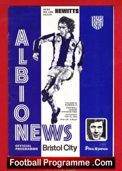 West Bromwich Albion v Bristol City 1976 - football programme