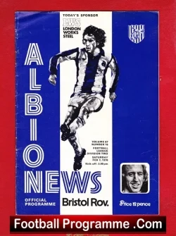 West Bromwich Albion v Bristol Rovers 1976 - football programme
