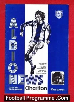West Bromwich Albion v Charlton Athletic 1975 - football programme