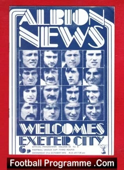 West Bromwich Albion v Exeter City 1973 - League Cup - football programme