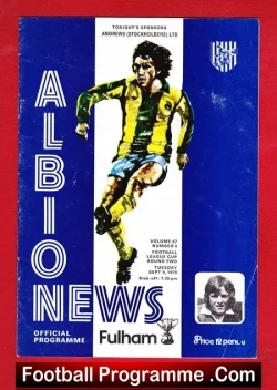 West Bromwich Albion v Fulham 1975 - League Cup - football programme