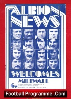 West Bromwich Albion v Millwall 1974