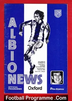 West Bromwich Albion v Oxford United 1976 - football programme