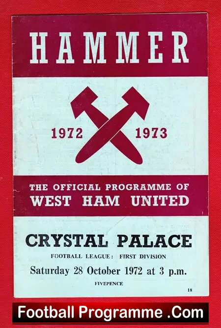 West Ham United v Crystal Palace 1972
