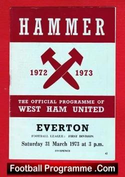 West Ham United v Everton 1973 - football programme