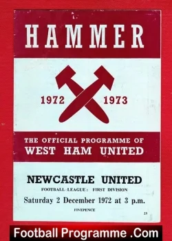 West Ham United v Newcastle United 1972 - football programme