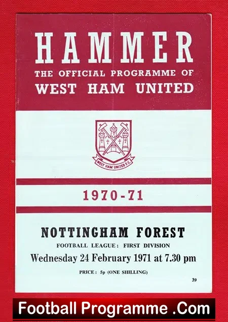 West Ham United v Nottingham Forest 1971