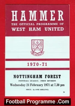 West Ham United v Nottingham Forest 1971