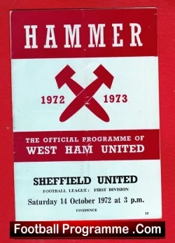 West Ham United v Sheffield United 1972 - football programme